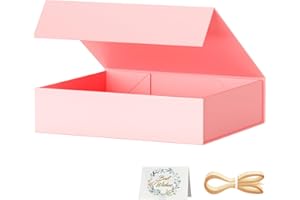 PSHVYM Pink Gift Box, 11.75x8.45x3.25 In Gift Boxes with Lids for Collapsible Presents Magnetic Closure for T-Shirts, Scarves