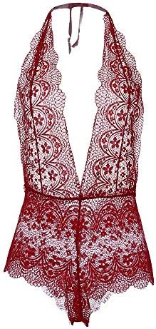 Jumpsuit Sleepwear 1PC Fashion Women Plus Size Lace Sexy Lingerie Deep V-Neck