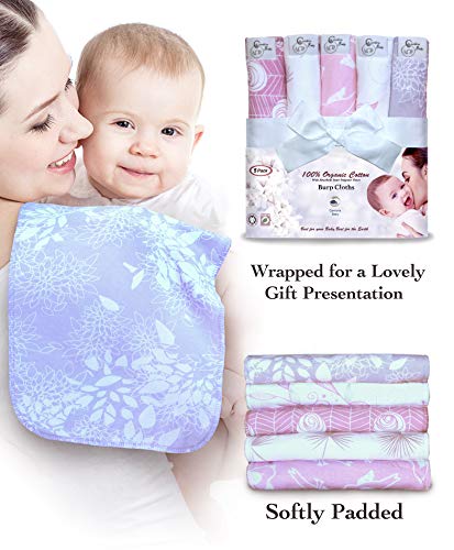 Cambria Baby 5 Pack Organic Cotton Premium Burp Cloths for Girl (5 Pack) - Thumbnail 2
