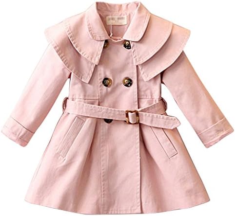 Luckyauction Kids Girl Double Breasted Trench Coats Windbreaker Outwear With Belt