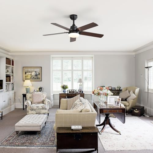 Sofucor 107 cm Ceiling Fan with Light, 6 Speeds, Control, Timer, DC Motor, LED Silent Ceiling Fan with Lamp for Bedroom Living Room