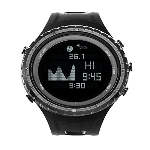 SUNROAD FR830 5ATM Waterproof Men Watch-Black Digital Moon Phase Thermometer Pedometer Compass Altimeter Barometer Watch Stopwatch Men Wristwatches