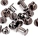 Round Flat Head Chicago Screws Buttons for Leather Crafting, 1/4 Inches (6mm) Repair Screw Post Fastener, Metal Nail Rivet Studs, Black Gunmetal, 30 Sets, Diameter 5/16 Inches (8mm)