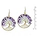 AeraVida Eternal Tree of Life Purple Fluorite Green Quartz Stone Branch Brass Dangle Earrings |Purple Earrings | Tree of Life Gifts for Women | Brass Earrings