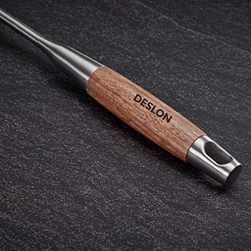 Deslon 304 Stainless Steel Slotted Spatula Turner with Vacuum Ergonomic wood Handle, Comfortable Grip Design for Kitchen