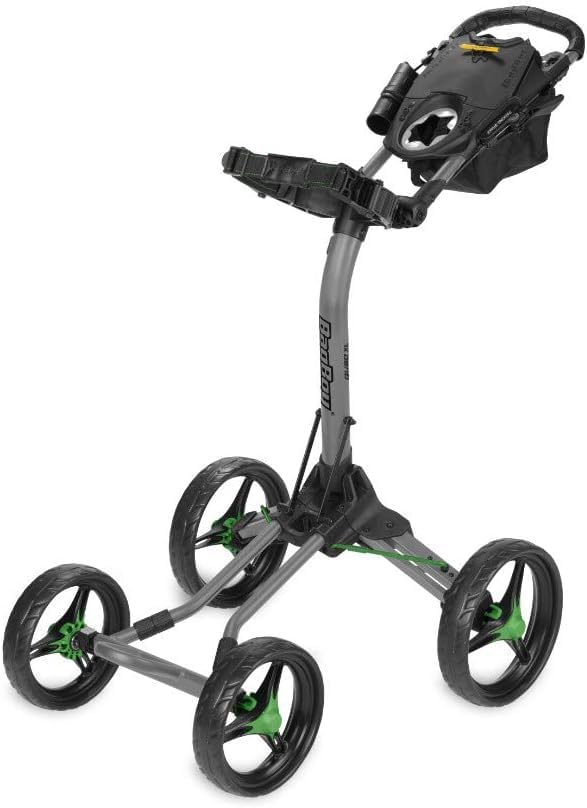 Bag Boy Quad XL Golf Push Cart, Lime/Battleship Gray Image