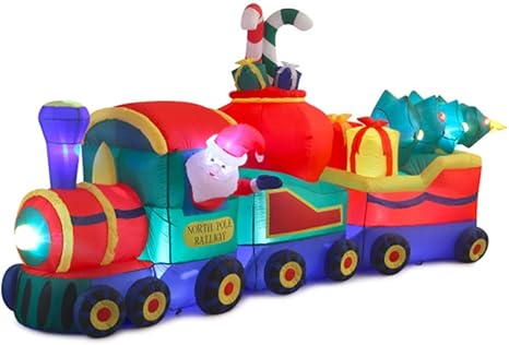 Vidamore 12ft Inflatable Santa In Christmas Train Indoor Outdoor