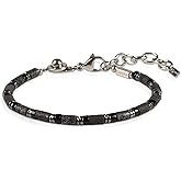 Casvia handmade Lava Grit Hematite Obsidian Mens Bracelet Adjustable Design for Effortless One-Handed Wear Infuses Steady Strength chakraMens Jewelry Ideal Gift for Yourself Friends or Father