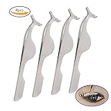 Teenitor False Eyelash Applicator, Fake Eyelash Applicator, Heave Duty Eyelash Tweezer Applicator 4 pcs A Set