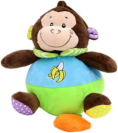 Baberoo Soft Plush Stuffed Animal Chubby Musical Toy, Monkey, 9 Inches