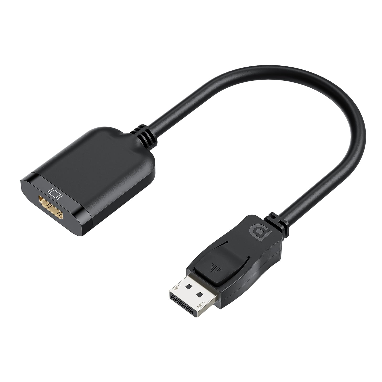 Photo 1 of LUKFOCAB Displayport to HDMI Active Adapter Cable, 4K DP 1.4 to HDMI 2.0 Monitor Uni-Directional Converter, Male to Female Black, Compatible for HP AMD NVIDIA Lenovo Dell Desktop TV and More