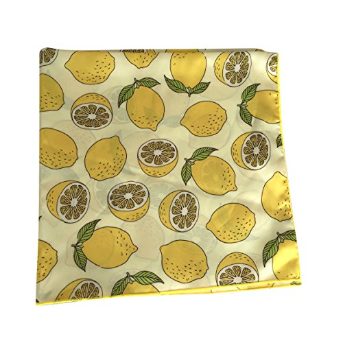 GERINLY Womens Neckerchief - Yellow Lemon Print Square Hair Scarf Headband (Pale Yellow)