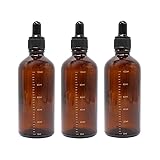 TUPANDY 3PCS 100ml/3.4oz Empty Amber Glass Dropper