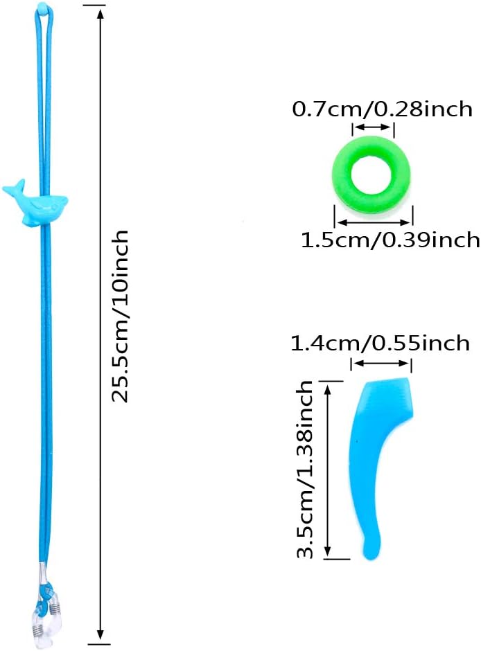 CKANDAY 12 Pieces Kids Eye Glasses Strap,with 12 Pair Silicone Ear Grip Holder,Adjustable Anti-slip Eyeglass Retainer Hooks for Sports Sunglasses Boys Girls Multicoloured - Image 3