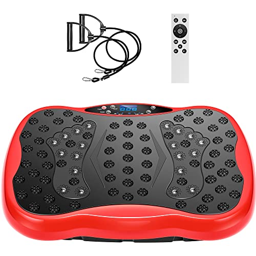VIVOHOME 120 Levels Vibration Plate Exercise Machine, Remote Control, Resistance Bands Vibrating