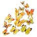DaGou Mixed of 12PCS 3D Pink Butterfly Wall Stickers Decor Art Decorations¡­ (Yellow)