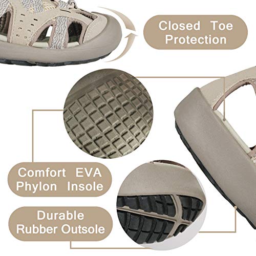 GRITION-Women-Outdoor-Hiking-Sandals-Summer-Adjustable-Closed-Toe-Beach-Sport-Walking-Shoes-Blue-Purple-Beige