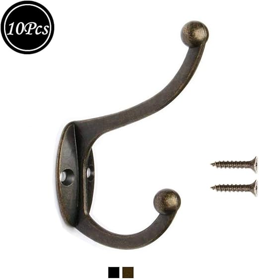 Coat hooks Bosdontek 10 Pcs Clothes Hooks Vintage Antique hat Wall