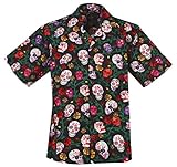 Sugar Skulls Calaveras Day of the Dead Hawaiian Camp Shirt by David Carey (L)