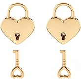 Warmtree Small Metal Heart Shaped Padlock Mini Lock with Key for Jewelry Box Storage Box Diary Book,Pack of 2,Gold