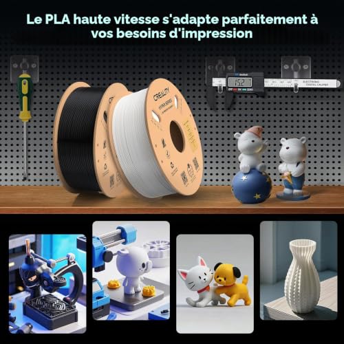 Creality Hyper PLA 3D Printer Filament 1.75mm 1kg, PLA High Speed 30-600mm/s, Dimensional Accuracy +/- 0.03mm, for Most 3D Printers, White