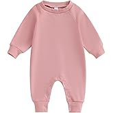 Lukivech Newborn Infant Baby Boy Girl Clothes Solid Color Long Sleeve Romper Jumpsuit One Piece Bodysuit Fall Winter Outfit