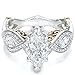 FENDINA Women's Infinity Rings Vintage Pear Cut CZ Twisting Cross Shank Bridal Engagement Wedding Halo Promise Eternity Rings (Gold-Plated-Base-White, 9)