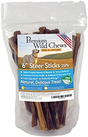 25 Pk Premium Wild Chews "Steer Sticks" (6")