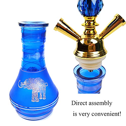 Kitguard,Integral Hookah Set,Water Pipes for Smoking,Steel & Acrylic Shisha, Two Hoses (Horse & Elephant） (Blue 2)