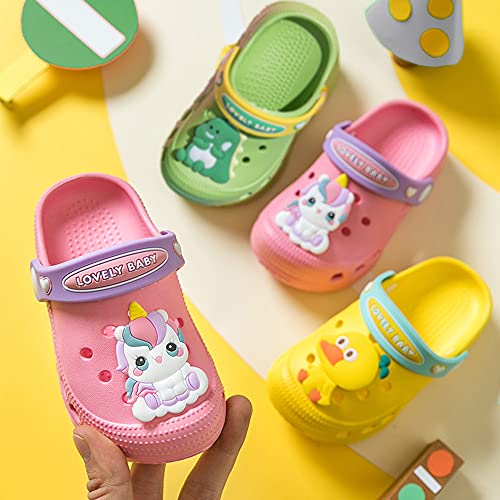 Kids Clogs for Boys Girls Non-Slip Cute Garden Shoes Children Lightweight Beach Pool Shower Slippers Sandals Mules Pink 160