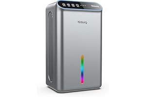 Vinburg Dehumidifier for Home, 85 OZ Water Tank, (800 sq.ft) Dehumidifiers for Bathroom Bedroom with Auto Shut Off, 7 Colors LED Light (Gray)