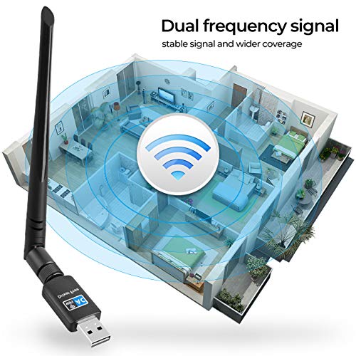 WiFi Adapter AC 600Mbps Wireless USB Adapter Driver Free 5.8GHz/2.4GHz Dual Band 600Mbps USB Adapter 2dBi External Antennas Supports Windows XP,Win Vista,Win 7,Win 8.1, Win 10,Mac OS X 10.6-10.13.3 - Thumbnail 3