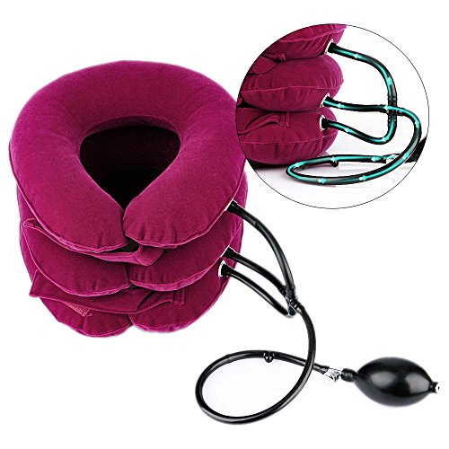 HailiCare Neck Pillow, Inflatable Cervical Neck Traction Device, Effective and Instant Relief for Chronic Neck and Shoulder Pain, Cervical Collar Adjustable (Red)