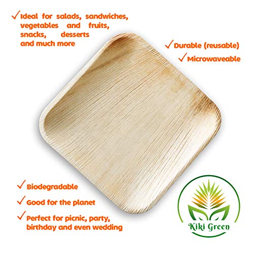 Compostable Plates 9.5 inch square 25pcs Palm Leaf Plates-our Biodegradable Plates Are Top Quality, We Use Eco Friendly Products For Party Plates-alternative to Bamboo Plates -made By KIKI Green