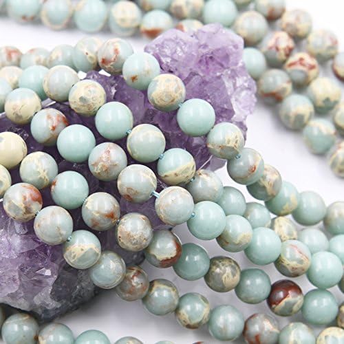 48 pcs 8mm Aqua Terra African Opal Impression Jasper (N) Loose Spacer Beads Round 15.5 inch Strand