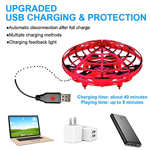 image for SUUKAA UFO Flying Ball Toys, Hand-Controlled Mini Drone, Infrared Sens