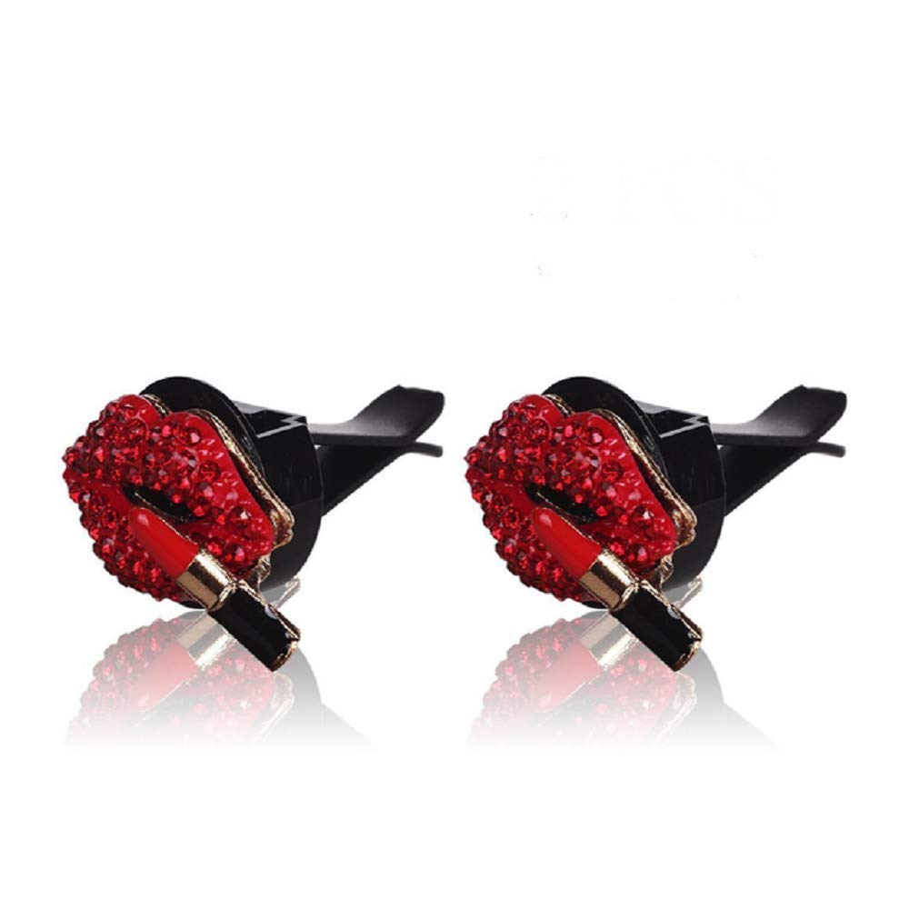 2 PCS Car Vent Diffuser Car Vent Decoration Car Aromatherapy Essential Oil Diffuser Vent Clip Women Fashion Charms Car Bling Accessories Gift (2PCS Red lip)