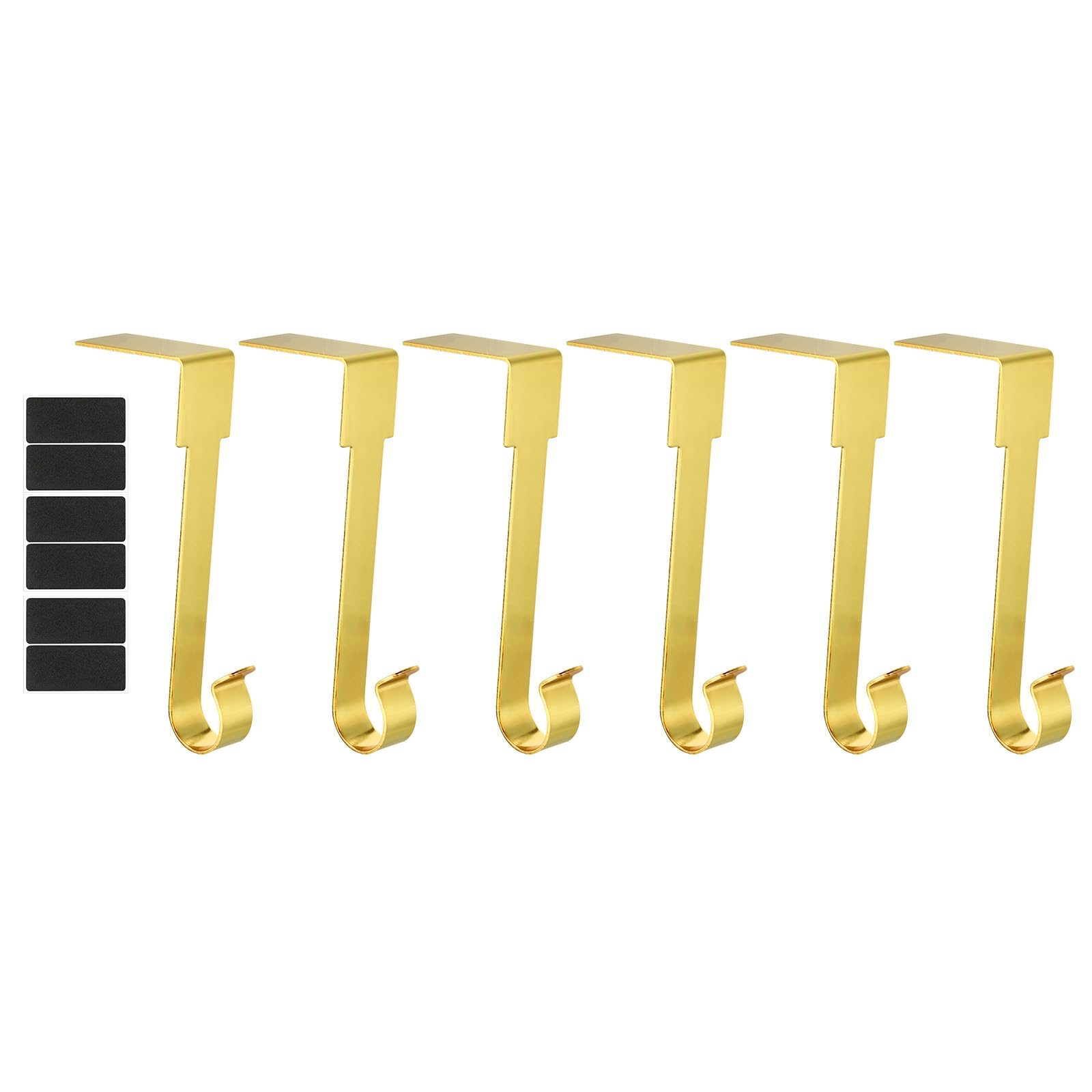 PATIKIL Christmas Stocking Holders, 6pcs Stocking Holder Stand Metal Hooks Reusable Right Angle for Fireplace Indoor Decorations Garland, Gold