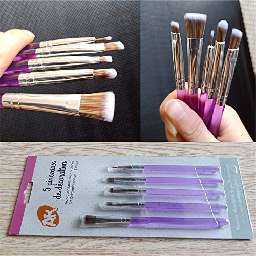 AK ART KITCHENWARE Sugar Cookie Brushes Set Gum Paste Flower Tools Fondant Cake Decorating Supplies Bakeware Kitchen Utensil Bakery Tools (Set of 5pcs)