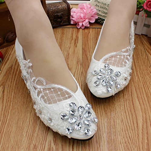 Crystal Flat Wedding Shoes For Bride Prom High Heels Plus