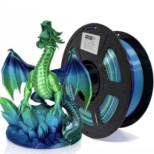 Stronghero3D PLA 3D Printer Filament 1.75mm,Silk Green and Galaxy Blue,1kg(2.2lbs) Accuracy +/-0.05mm for ender3 Cr10 Sovol