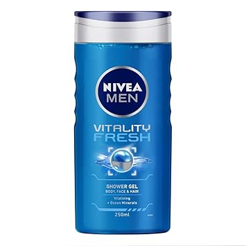 NIVEA Men Shower Gel, Vitality Fresh Body Wash, Men, 250ml