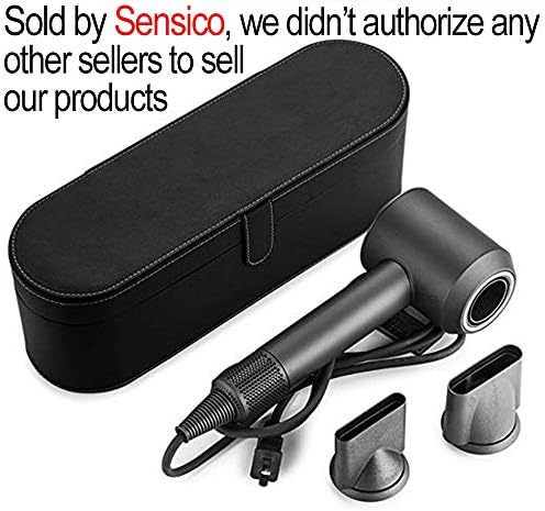 Portable Storage Case Organizer for Dyson Supersonic Hair Dryer, Sensico Magnetic PU Leather Flip Hard Box, Anti-scratch Cover Dustproof and Moistureproof Travel Csae for Dyson Supersonic HD01(Black)