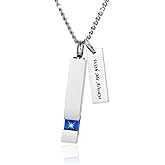 BGAFLOVE Crystal Black Cremation Jewelry for Ashes Silver Urn Necklace for Ashes, Birthstone Cube Urns Memorial Ashes Necklace Pendant Keepsake, Cremation Urn Jewelry Bar Pendant With CZ