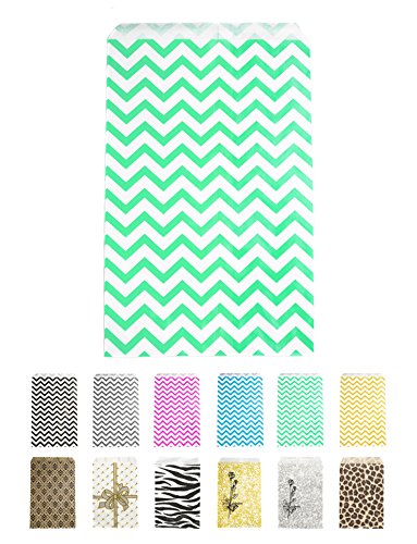 Novel Box Teal Chevron Print Paper Gift Candy Jewelry Merchandise Bag Bundle 4X6