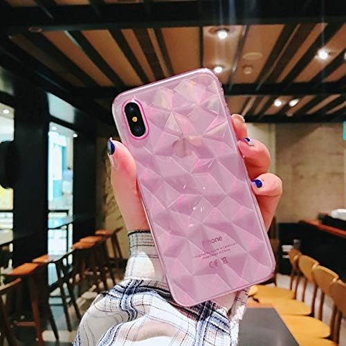 Vazan - 3D Diamond Case For iphone XR Case Bling Soft TPU Coque Cover For iphone 8 7plus iphone XS MAX 10 Case [ Iphone XS Max6.5 Clear Pink ]