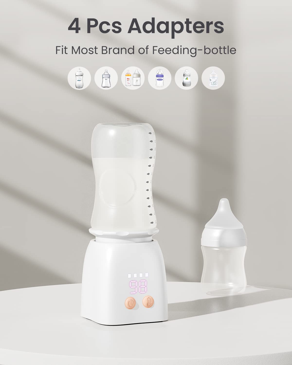 Hopebig Bottle Warmer, Portable Bottle Warmer with Glass Bottle, Rechargeable Baby Bottle Warmer, Travel Bottle Warmer for Breastmilk or Formula