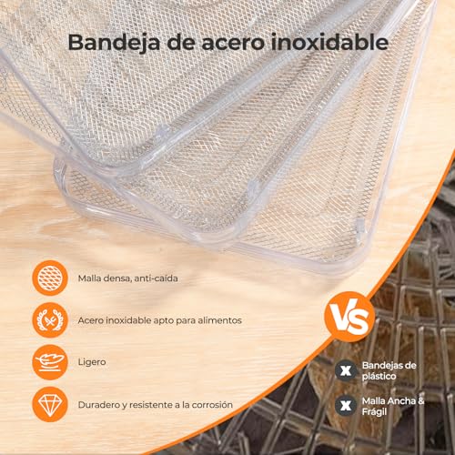 YASHE Food Dehydrator, 5 Stainless Steel Trays, Adjustable Timer and Temperature, 360° Air Flow, BPA Free, 400W Dehydrator for Dried Meat, Fruits, Herbs, Snacks