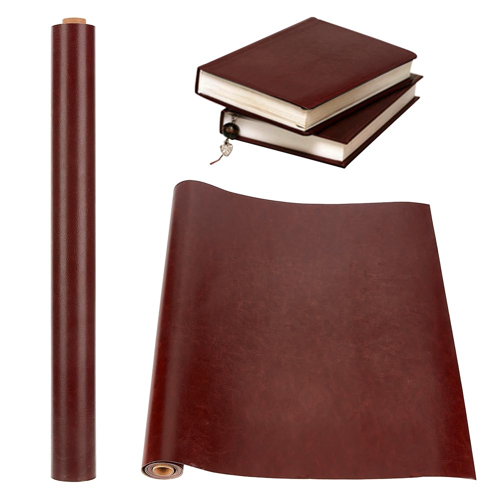 OLYCRAFT 120x43cm Coconut Brown Imitation Leather Book Binding Cloth Bookcover 0.7mm Thick Imitation Leather Books Cloth Books Cover for Book Binding Present Box Making DIY Crafts