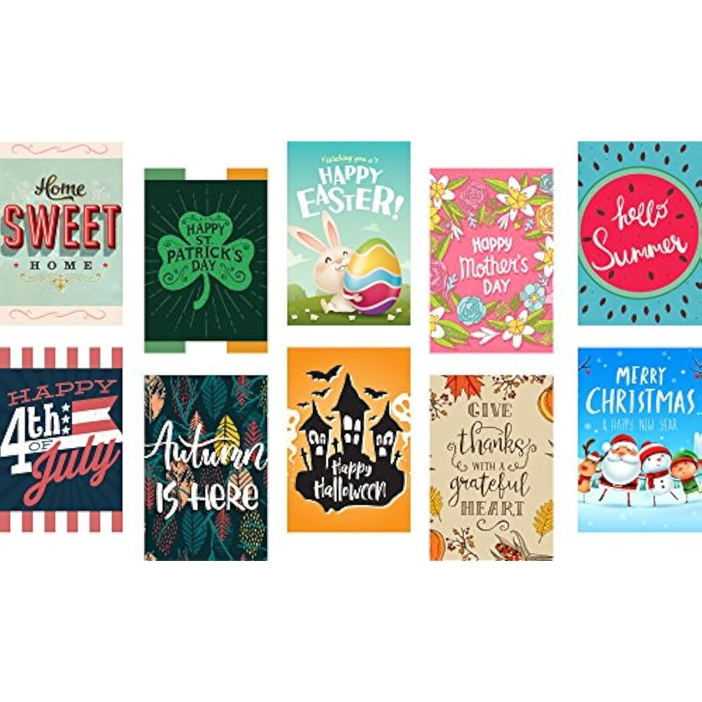 Seasonal Garden Flags Set Outdoors 10 Pack Holiday Assortment 12 X 18